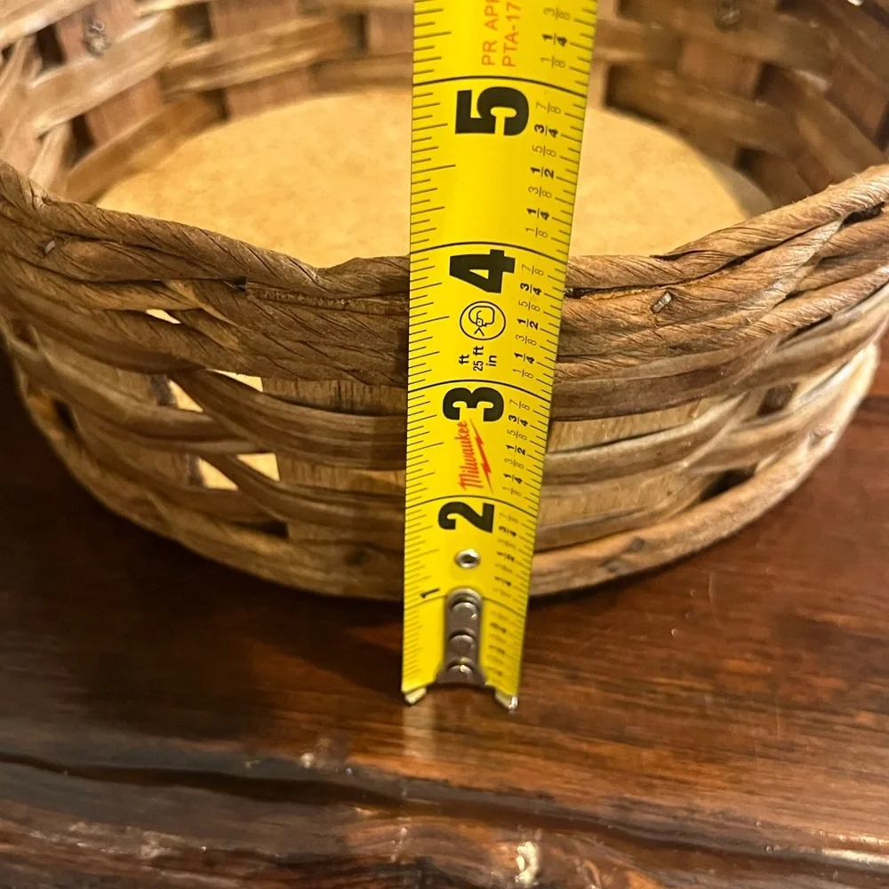 PYREX • VINTAGE WICKER WOVEN • CIRCULAR BASKET TRAY - Picture 5 of 5